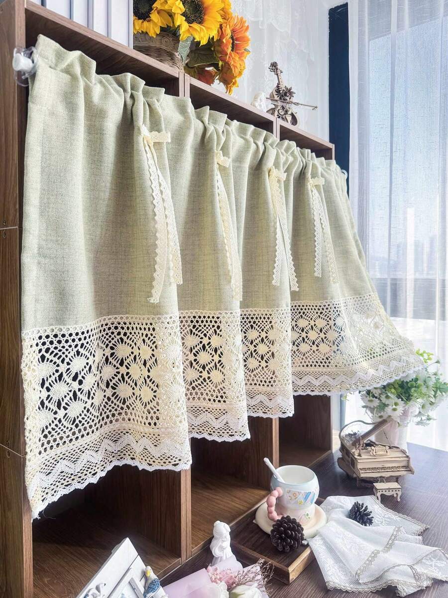 1PC Machine Washable Kitchen Curtains,Small Window Curtains For Kitchen,Apartment Kitchen Drapes,Cafe Style Half Curtains, Polyester,Affordable Linen Curtains