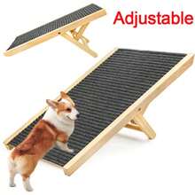Freestanding Dog Ramp Pet Puppy Ramp Adjustable Heights Non-Slip Carpet Stair - Black - View 1