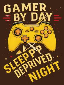 男童图案T恤1件装 - 夏季新款：圆领短袖T恤，印有趣味英文字母和可爱卡通图案 - 棕色 - 查看 7