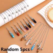 3pcs/5pcs/10pcs Mixed Natural Crystal Hexagon Pendant: Assorted Gemstones Including Quartz, Agate, Amethyst, Tiger Eye, Suitable For DIY Jewelry Making - Pendant - View 16