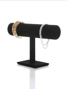 1pc Black Velvet T-Bar Bracelet Display Stand - Perfect Desktop Jewelry Organizer, Suitable For Retail And Home Use - Multicolor - View 6