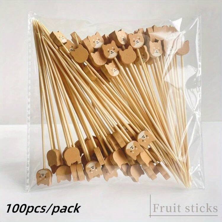 100支可爱柯基脸竹签 - 12.5厘米 - 灵感源自柯基犬的水果和甜点装饰签，配有生动的眼睛和耳朵，适合派对、主题活动、蛋糕装饰 - 经久耐用，易于使用，可手洗（柯基犬爱好者的理想之选） - 非常适合万圣节、情人节、慕尼黑啤酒节、毕业典礼等场合 - 可爱的柯基犬造型，趣味十足，创意无限，是甜点装饰的完美之选 - 米色 - 查看 6