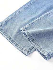 2PCS Denim Pants T-Shirt Two-Piece Set For Teenagers And Boys - Bald Figure Profile Cover - Printed Pattern T-Shirt Pants, Boys' Jeans And Boys' Top, Y2K Style Suitable For Boys To Return To School, Parties, Outdoors, And Travel Wear - 黑色 - 查看 5