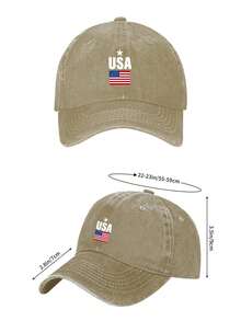White Star Above Usa Text With American Flag Below On Black Background Usa 250th Anniversary Vintage Washed Adjustable Unisex Patriotic Baseball Cap - 黑色 - 查看 3