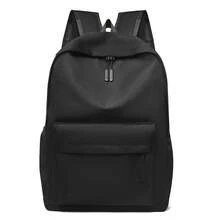 Minimalist Korean Style Black Backpack, School/Business Casual Outdoor Bag - Black - View 12