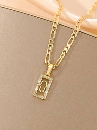  14K Gold-Plated Copper Kids' Small Square Box Multi-Element Necklace, With Key, Hamsa Hand, Evil Eye And Moon Delicately Combined In A Square Box, All Inlaid With Sparkling Zirconia. The Overall Design Is Small And Round With Smooth Edges And No Sharp Corners, And Comfortable To Wear.