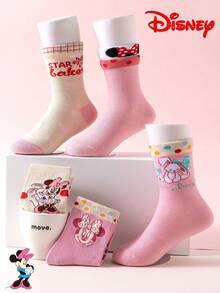 Disney 10/5 双装儿童袜子，艾莎公主冬季保暖中筒卡通袜，透气男女童校袜 - 彩色 - 查看 7