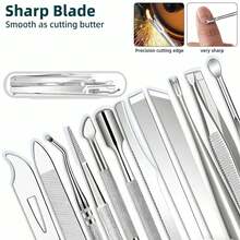 Set Of 10 Stainless Steel Tools For Ingrown Toenail And Cuticle Removal - A Scent-Free Pedicure And Manicure Kit, Perfect As A Gift, DUANGDUANGBIU Foot Care - Multicolor - View 7
