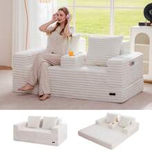 MAXYOYO Cloud Modular Sofa,4 In 1 Convertible Chenille Boneless Couch For Living Room, Folding Recliner Sleeper Chair, Boxed Sofa, No Assembly Required - Màu be - Xem 3