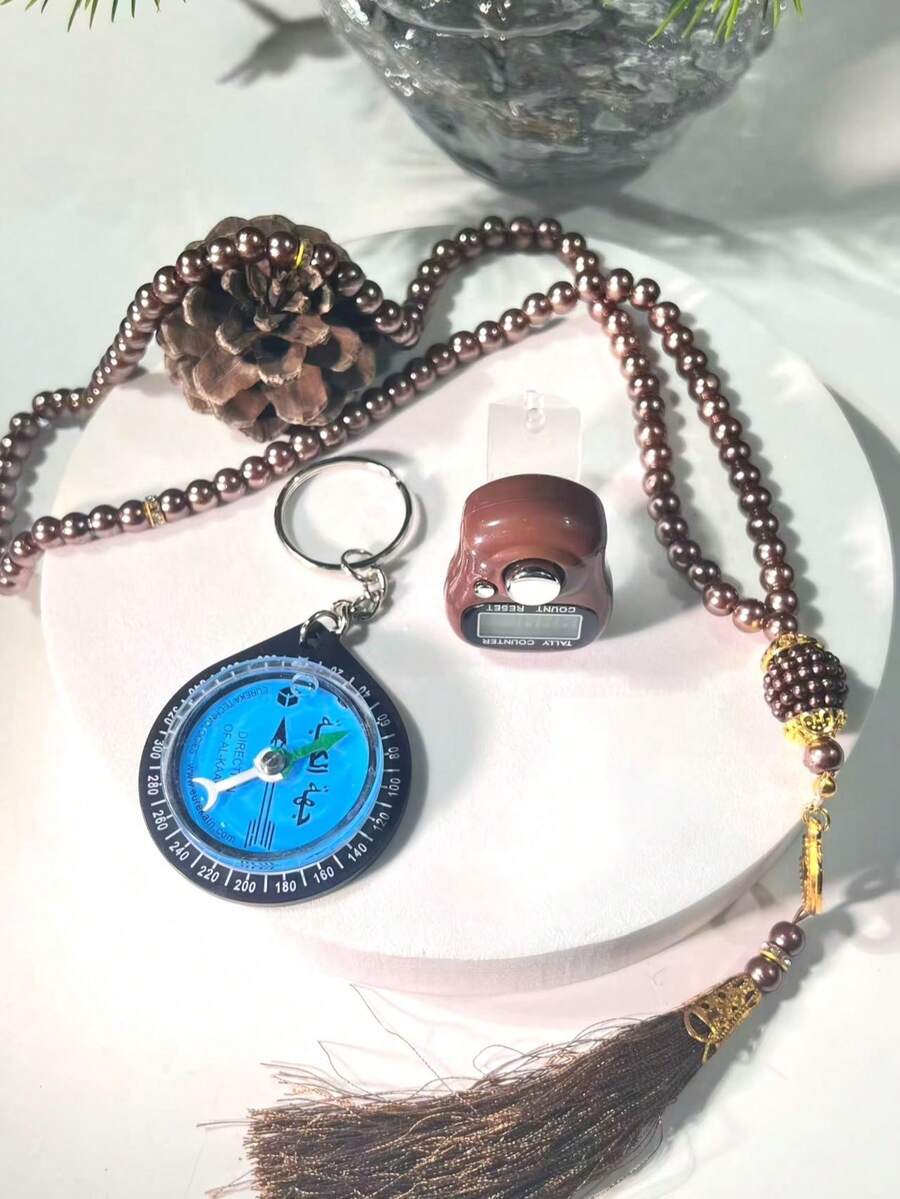 带指南针和念珠的钥匙扣，计数和方向的巧妙结合，适合日常计数、祈祷和其他生活场景。 - 多色 - 查看 1