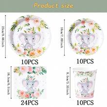 Bộ đồ dùng ăn uống dùng một lần hình voi và hoa đỏ, đĩa tiệc 7/9 inch, đĩa giấy, cốc và khăn ăn dùng một lần, thích hợp cho các dịp lễ, đám cưới, lễ đính hôn, sinh nhật, tiệc tùng, lễ kỷ niệm. - Nhiều màu - Xem 8