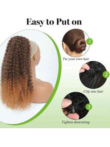 22 Inch Deep Rolled Drawstring Ponytail Extensions Suitable For Women's Synthetic African Curly Ponytail Extensions - Multicolor - View 8