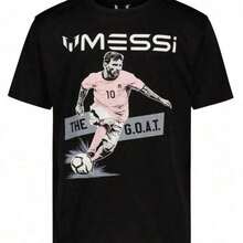 Lionel The GOAT Argentina Soccer Graphic Tee, Football Legend Shirt - 黑色 - 查看 1