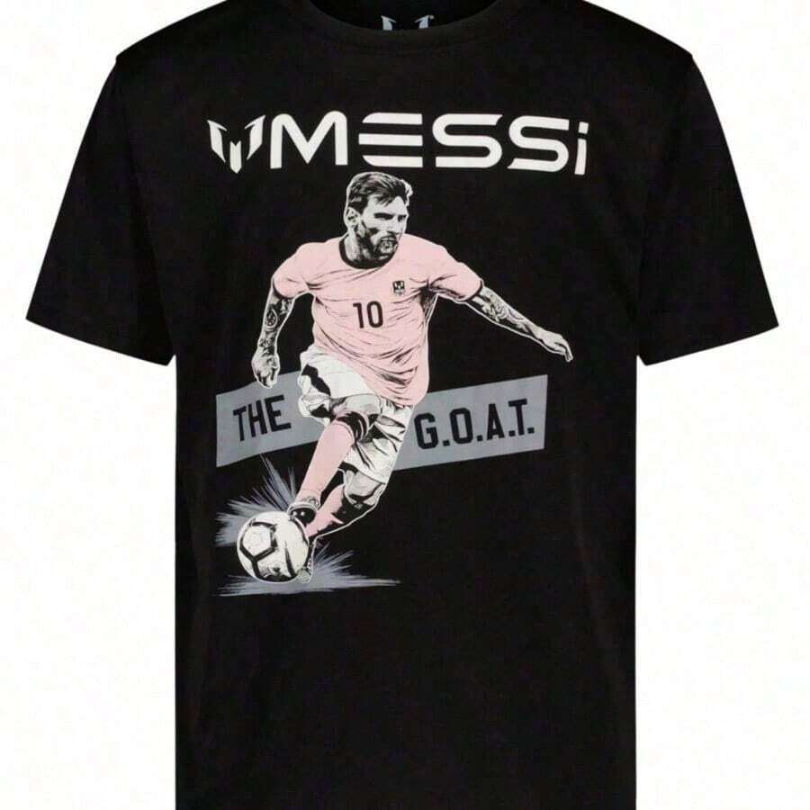 Lionel The GOAT Argentina Soccer Graphic Tee, Football Legend Shirt - 黑色 - 查看 1