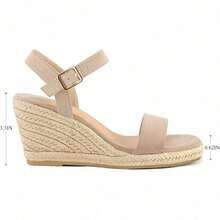 Sandals For Women Wedge Platform Heels – Square Toe Open Toe Espadrille Woven Sole Summer Vacation Shoes - 膚色 - 查看 3