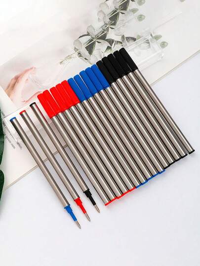 5 ชิ้น ไส้ปากกาโรลเลอร์บอล - หมึกสีน้ำเงิน, ไส้ปากกาโรลเลอร์บอลโลหะสีดำ/น้ำเงิน/แดง, เหมาะสำหรับสำนักงาน, บ้าน, โรงเรียน และอื่นๆ, ปากกาโรลเลอร์บอล 0.7 มม. เข้ากันได้กับปากกาโรลเลอร์บอลแบบเติมได้ส่วนใหญ่