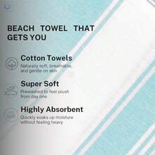 Toalla de playa turca de algodón con toallas de gran tamaño de 36 x 72 pulgadas absorbente de piscina extragrande de secado rápido toalla de viaje azul aguamarina paquete de 4 - Azul aguamarina - Ver 4
