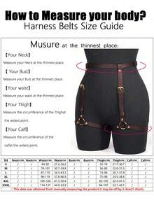 1件女士性感咖啡棕色哥特风PU皮革吊袜带，适合夜店、锐舞派对、暗黑风格或派对装扮 - 咖啡棕 - 查看 5