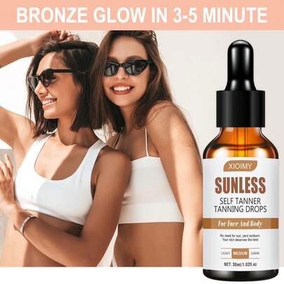 Xioimy 自助美黑乳液 - 无酒精，富含维生素E，适合所有肤质，无需日晒即可拥有古铜色光泽，保湿滋养，呈现复古古铜色外观，是居家DIY自助美黑的理想之选