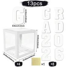 2026 Graduation Party Decorations - 4pcs White Balloon Boxes With "GRAD 2026" Text, Paper Balloon Garland, No Power Needed, No Feathers, Suitable For Graduation Celebration - White - View 7