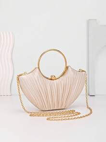 1 chiếc ví cầm tay mini hình vỏ sò bằng satin dành cho nữ, kiểu dáng thanh lịch, có dây đeo xích, thích hợp cho tiệc cưới hoặc các sự kiện khác. - Nhiều màu - Xem 11