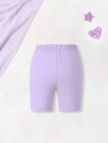 2pcs/Set "23" & Purple Butterfly Print T-Shirt And Shorts Set, Spring/Summer New Arrival Girls Outfit - Apricot - View 7