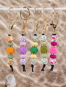 1 件简约硅胶串珠钥匙扣、背包钥匙圈配件、汽车钥匙防丢链、送给女士的可爱礼物万圣节汽车配件包饰背包学校可爱哥特 Y2k 包饰挂绳带身份证夹汽车配件包饰 - 彩色 - 查看 8