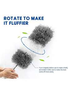 Plumero de microfibra telescópico | Cepillo de limpieza flexible, lavable y extensible para el hogar y la oficina - blanco grisáceo - Ver 7