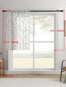 1 buah Tirai Tipis Bordir, Motif Bunga, Dengan Kantong untuk Batang Tirai, Penghalang Sinar UV, Bernapas, Kain Poliester, Tanpa Lapisan, Cocok Untuk Ruang Tamu, Kamar Tidur, Ruang Makan - Grey - View 38