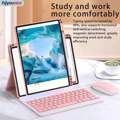Ốp bảo vệ máy tính bảng (vỏ máy tính bảng), có thể gắn và tháo rời bằng nam châm, có thể đặt ngang hoặc dọc, kèm bàn phím, chất lượng cao, kiểu dáng thời trang, là lựa chọn lý tưởng cho những người yêu thích thời trang. Phù hợp với các dòng máy tính bảng Air1/Air2/ thế hệ thứ 5/6 9.7 inch, thế hệ thứ 7/8/9 10.2 inch/Air3/Pro 10.5 inch, thế hệ thứ 10/11 A16, Pro 11 inch, Air 4/5/6/7.