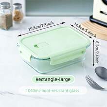 Nueva llegada de moda Caja de almuerzo de vidrio borosilicato reforzado para comer el almuerzo, organizador de refrigerador, caja de almacenamiento de refrigerador, contenedor de almacenamiento de cocina apilable, caja bento a prueba de fugas, apto para microondas y congelador para almacenamiento de cocina&organización de refrigerador - Multicolor - Ver 19