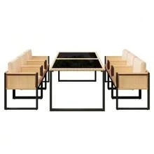 Poly Rattan Garden Table And Chairs Set, Garden Furniture, 6-Person Garden Dining Set With Armchairs, Removable And Washable Fabric Covers - Black - View 7