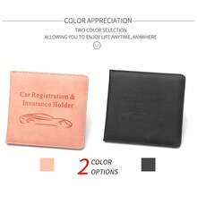 1pc Litchi Grain Car Multi-Function Insurance Card Holder, Short PU Leather Vehicle Driving License Holder - One Size Fits All - View 3