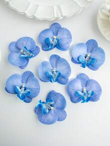 10 bông lan Phalaenopsis nhân tạo, dùng để trang trí vòng hoa cài cổ tay cô dâu, xe cưới, cổng hoa, nhà cửa, bình hoa, tiệc sinh nhật, quà tặng năm mới. - Màu xanh lam - Xem 3