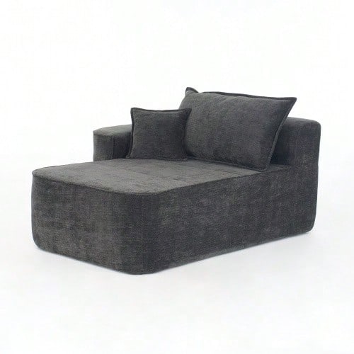 Chaise longue sin montaje – Sofá cómodo y suave con cojines incluidos y bolsillos laterales. - Negro - Ver 1