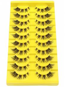 NAIJEMA 10 pares de pestañas postizas de ojo de gato, pestañas de visón sintético esponjosas, delgadas y gruesas, rizadas y naturales en estilos 3D, adecuadas para fiestas, uso diario, reutilizables - Negro - Ver 6