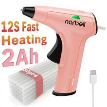 Narbell 4V Wireless Hot Glue Gun, 12s Fast Preheating, Type-C Charging, 2000mAh Battery, 7mm*30 Glue Sticks, Smart Auto-Off, Suitable For DIY/Crafts/Repair - Pink - View 2