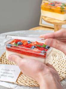 20/30 hộp đựng tráng miệng hình chữ nhật trong suốt, hộp đựng bánh mousse thích hợp cho salad trái cây, sữa đậu nành và bao bì làm bánh. - Xem 7