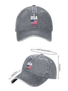 White Star Above Usa Text With American Flag Below On Black Background Usa 250th Anniversary Vintage Washed Adjustable Unisex Patriotic Baseball Cap - 黑色 - 查看 2
