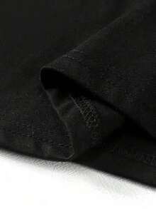 1 Piece Teen Boy Casual Print Long Sleeve T-Shirt, Spring/Autumn, Youth Student Clothing, Fashionable Warm And Comfortable Fit Top, For Teenagers Men - 黑色 - 查看 2