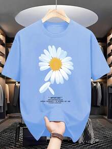 Nuevas camisetas de moda para hombre de primavera y verano con estampado de "girasol", de manga corta, elegantes y ligeras - camiseta de manga corta con cuello redondo, la elección perfecta para ropa casual de exterior en verano. - Blanco - Ver 14