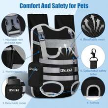 Dog Front Carrier Backpack For Small Pet With Adjustable Cross Shoulder Straps Hands Free Puppy Legs Out Chest Carriers For Hiking Cycling Vet Black M - 黑色 - 查看 5
