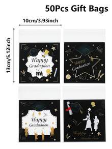 100个黑色毕业礼品袋，2026毕业派对糖果袋，毕业庆祝小礼品袋，祝贺毕业，2026毕业装饰，毕业饼干烘焙袋，毕业糖果袋，毕业庆祝桌面装饰，毕业糖果袋，毕业DIY包装用品，毕业派对礼品袋填充物，毕业礼物，派对小礼品 - 黑色畢業季 - 查看 13