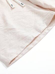 Quần short nam mùa hè bằng vải lanh mỏng, kiểu dáng rộng rãi, thoải mái, ống đứng, dài đến đầu gối. - Màu be - Xem 6