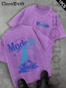 Nuevas  de moda Y2K, Cool, UFO, Deporte al Aire Libre, Estilo Urbano Moderno, Camiseta de Hombre de Algodón Puro Lavado Vintage a la Moda, Un Regalo Sorpresa para Familiares y Amigos, Con Mangas Caídas y Cuello Redondo, Camiseta de Marca de Moda Retro de Algodón Batik de Alta Calidad, Un Grosor Adecuado para Camisetas de Verano, Regalos para las Fiestas. - Naranja Coral - Ver 10