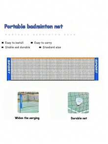 Red de bádminton portátil (excluyendo el soporte de la red), fácil de instalar, tamaño estándar, adecuada para tenis, entrenamiento de pickleball, deportes en interiores y exteriores - Negro - Ver 7