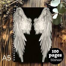 Cuaderno de espiral con estampado elegante de alas de ángel - Diario único y de moda - A5 - Ver 1