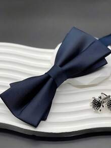 1 pieza Corbata de moño texturizada azul marino para hombre - Azul Marino - Ver 1