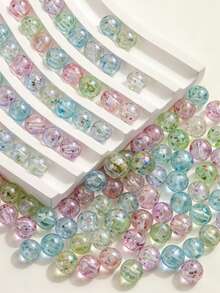300-1000pcs Acrylic Beads, Transparent Coated Iridescent Round Beads, DIY Jewelry Making Materials For Necklace, Bracelet, Earrings, Pendant - DIY - View 3