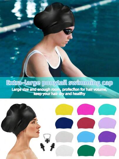 Mũ bơi silicon cỡ lớn unisex, được thiết kế cho tóc buộc đuôi ngựa, chống thấm nước giúp giữ tóc khô ráo. Thích hợp cho tóc dài, tóc dày xoăn, tóc tết và tóc dreadlock. Có nhiều màu sắc: Tím nhạt, vàng tươi, xám nhạt, hồng, tím, xanh da trời, v.v. Phụ kiện bơi lội dành cho người lớn cho mùa xuân và mùa hè.